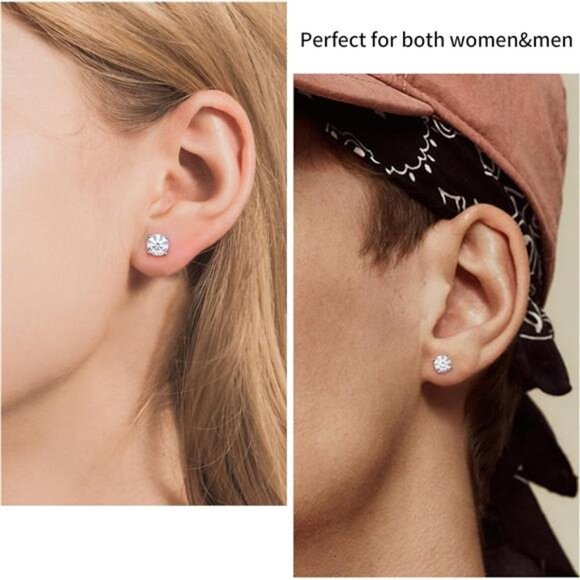 Moissanite Stud Earrings, 0.6ct-4ct D Color VVS1 Clarity Brilliant Round Cut - Picture 5 of 7